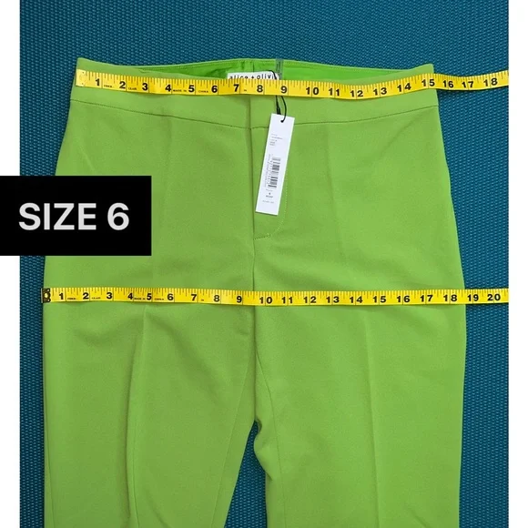 Alice + Olivia Livi Parrot Green Straight Leg Trouser Pant